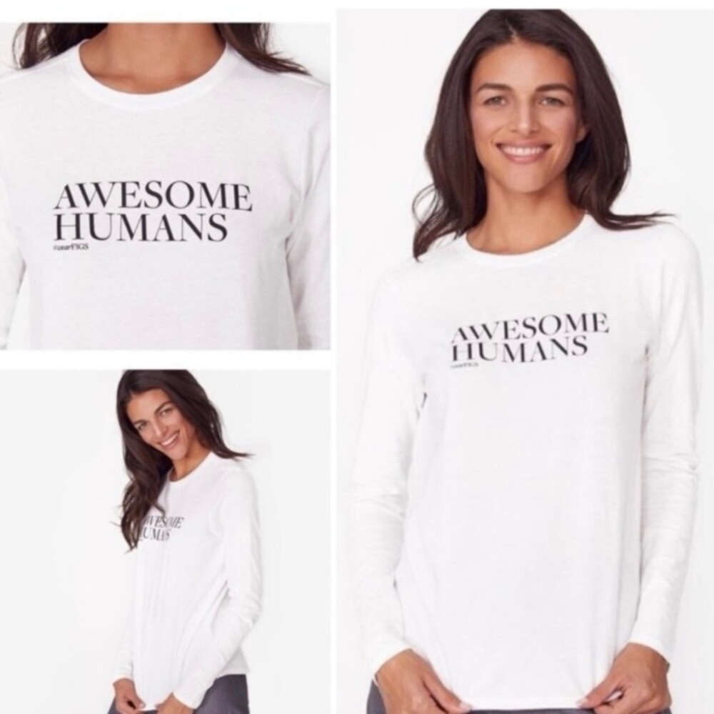 Figs Awesome Humans long sleeve 100% cotton NWOT SMALL